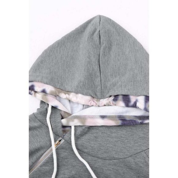 Gray Double Hooded Sweatshirt with Camo Elbow Patch and Inner Hooded 2XL - Picture 8 of 11